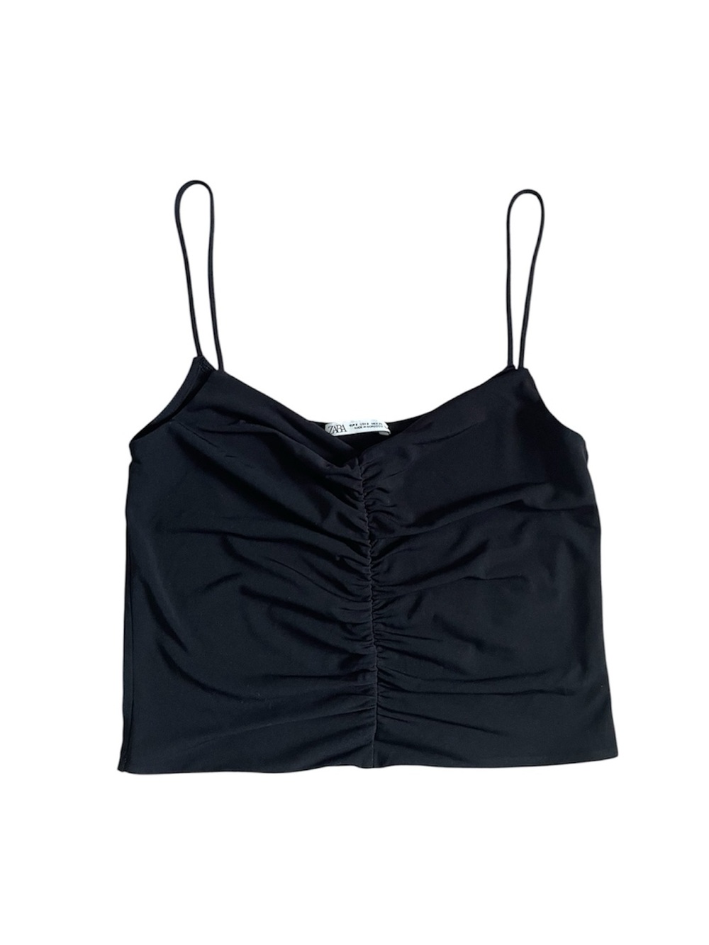 Zara Black Ruched Spaghetti Strap Cami
